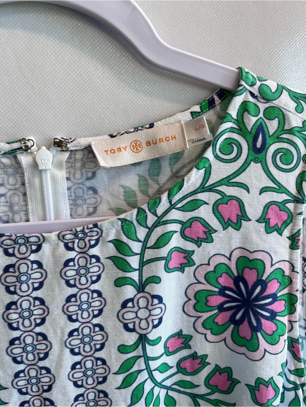 Tory Burch Garden Party Floral Linen Blend Sleeveless Shift Mini Dress